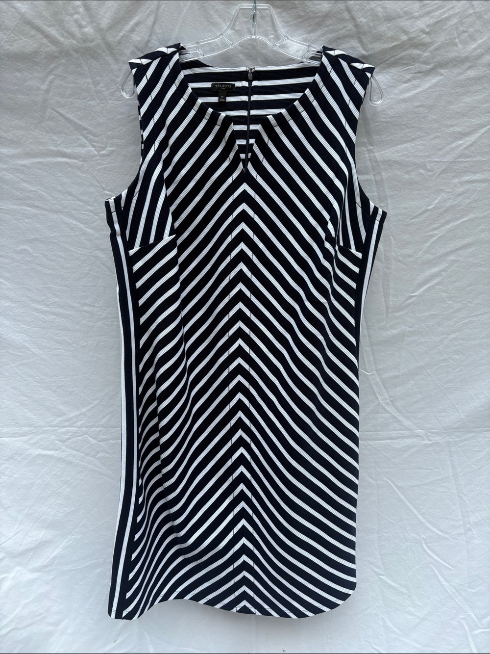 Talbots Black and White Chevron Sheath Dress